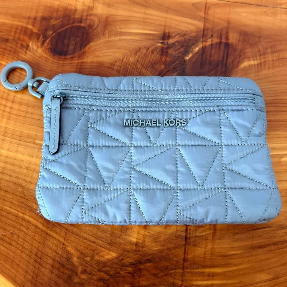 Michael Kors Winnie Clip-On Mask Quilted Gray Women's Pouch Wallet